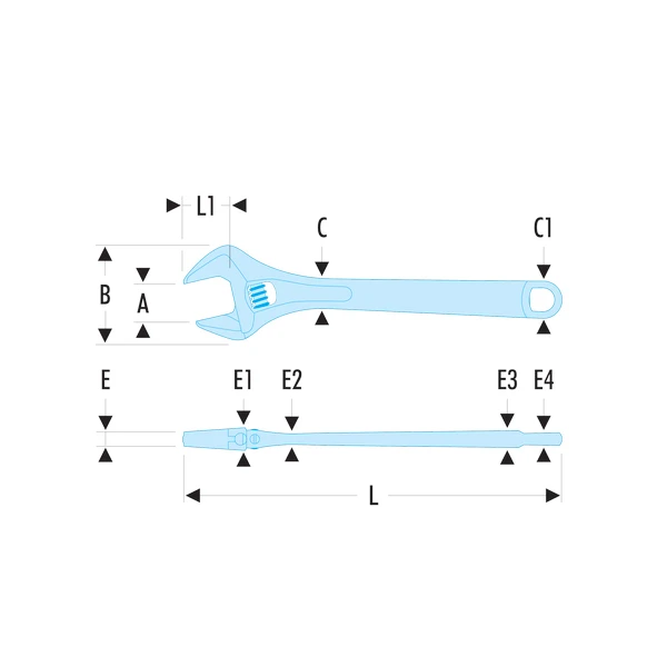 Clé à Molette Chromée D12" Facom 2 Clé à Molette Chromée D12" Facom – Image 2