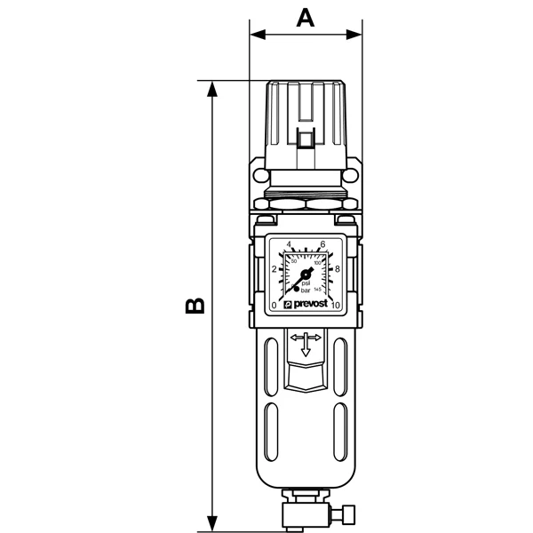 Filtre Mano-Regulateur 25 Microns 3/8 Prevost 1 Filtre Mano-Regulateur 25 Microns 3/8 Prevost